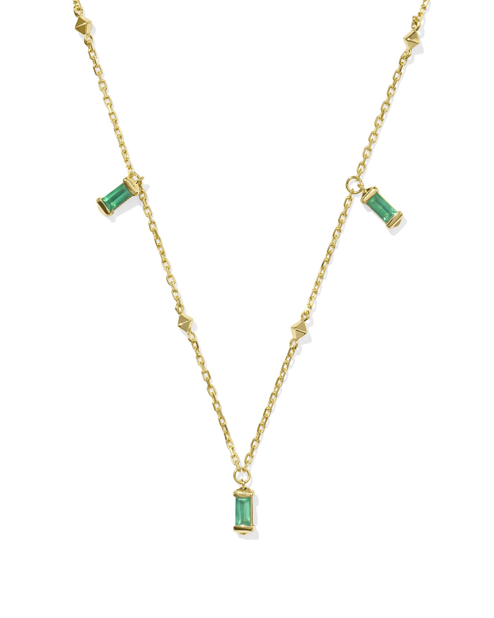 Kendra Scott Blythe 18k Gold Vermeil Strand Necklace in Green Onyx | Onyx/Metal